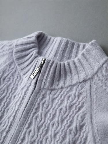 Men’S Thick Cashmere Cardigan Crew Neck Long Sleeve Full Zip Paisley Pattern Casual Knitted Sweater4