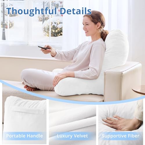 Image of Sasttie Reading Pillow for Bed, Back Pillow for Sitting Up, White