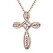 Rose Gold Cross Pendant Necklace for Women Infinity Zircon Crystal Jewelry