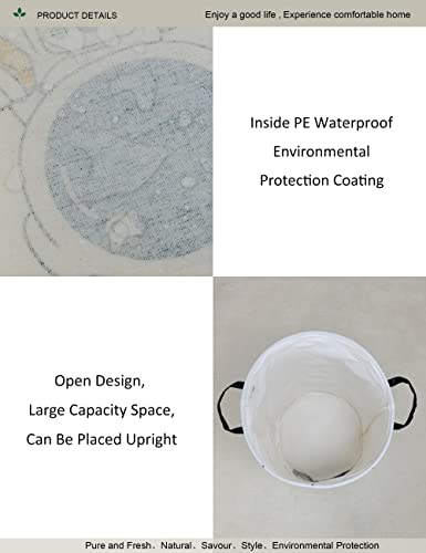 ONOEV Round Fabric Storage Bin,Decorative Basket,Organizer Basket with Handles,for Clothes Storage,books and sundries (Star astronaut), 19.7inch(H) x 15.7inch(D)