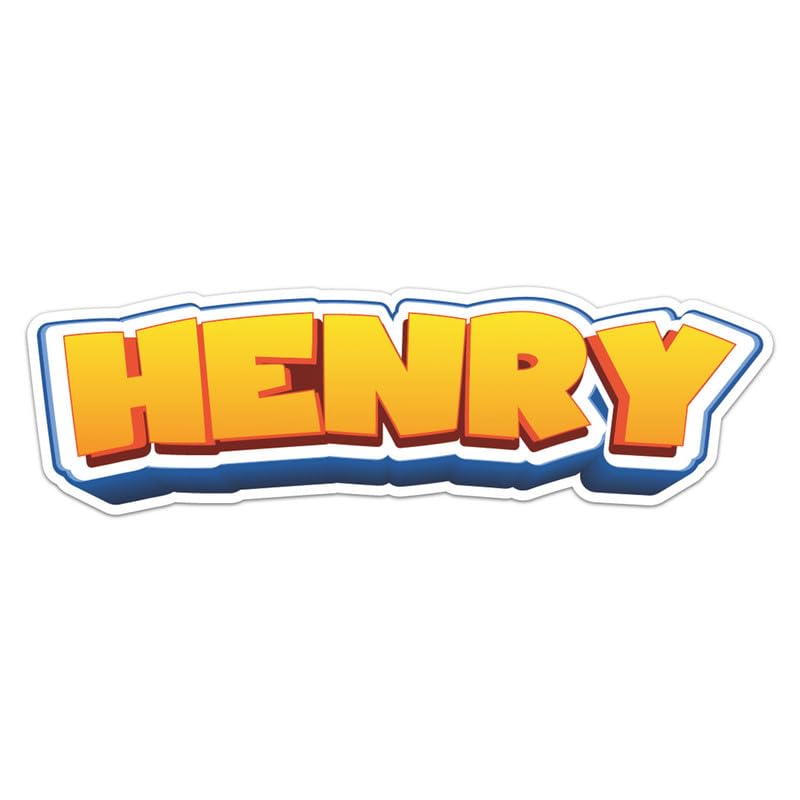 Generic Cartoon Henry Name Sticker - Vinyl Waterproof Decal Quirky Gift Idea for Car, Laptop, Wall, Window, Book Cases, Gift Box, Smartphones, Water Bottle, Bumper Sticker Size - 8'' Longer Side
