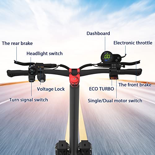 Electric Kick Scooter For Adult,Dual Drive 3200W Motor Up To 43.75Mph & 56 Miles Range Folding E Scooter,Dual Oil Suspensions Foldable Scooter,Oil Disc & Eabs Brake Off Road Fat Tire Sport Scooter #TOP5