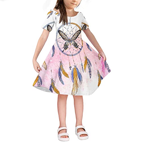 Robe d'été pour fille plissée style vintage motif papillon pour enfant de 4 à 14 ans