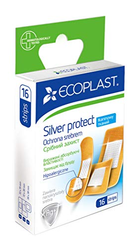 EcoPlast Sliver Protect - Set of Medical Woven Fabric plasters with Silver nonaparticles, Pack of 16