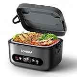 SOHIDA 100W Cordless Electric Lunch Box for Adults & Men, Rechargeable Battery Powered Heated Lunch Box, 1.2L Portable Food Warmer Lunchbox with 5-Sided Heating for Work Car Outdoor Use