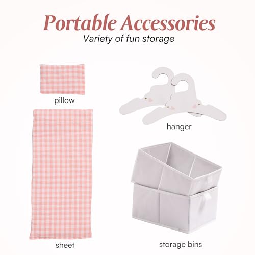 image for ROBUD Baby Doll Crib, Wooden Doll Bed with Storage and Bedding, of Toy