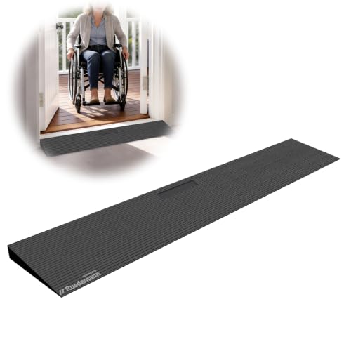 Ruedamann 1" Rise Threshold Ramp for Doorways, Sturdy Rubber Threshold Ramp, Non-Slip Power Door Ramps for Wheelchairs is Adjustable and Cuttable for Doorways,Curb, Scooters, Driveways