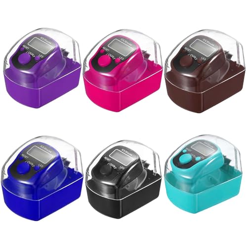 Image of 6-Pack Digital Tally Finger Counter with Led, Colorful Tasbeeh Tasbih 5-Digits Counter Clickers with Led Light, Carry Ring, Individual Hard Case for Muslims Pray Knitting Track Golf Lap