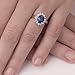 Angara Natural Blue Sapphire Ring for Women | Princess Diana Inspired Blue Sapphire Ring with Diamond Halo in White Gold | September Birthday, Gemstone Jewelry Gift | A | 6x4mm | Ring Size- 6.5
