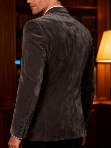 Image of Barry.Wang Velvet Mens Blazer Mardi Gras Sport Coat Brooch Regular Fit Tuxedo Peaked Lapel Suit Jacket Carnival Parade