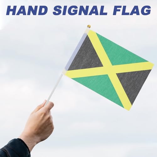 Drapeaux à main Jamaïque en polyester et PVC par lot de 100 pour vos fêtes - 8