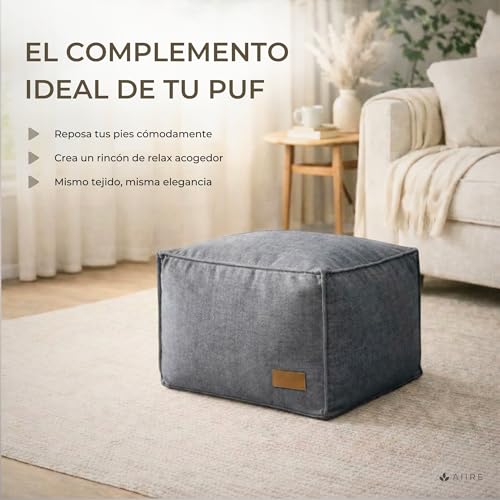 Miniatura 3 de Aiire Reposapies Puff Salon Moderno - Puf Cuadrado O Taburete Para Reposa Pies Sofa - Cojin De Suelo Xxl Para Decoracion Hogar Moderno, Habitación Adolescente O Bean Bag Gamer Gris