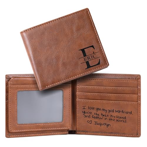Brown Leather Personalized Men's Wallet, Bi-Fold RFID Blocking, 1...