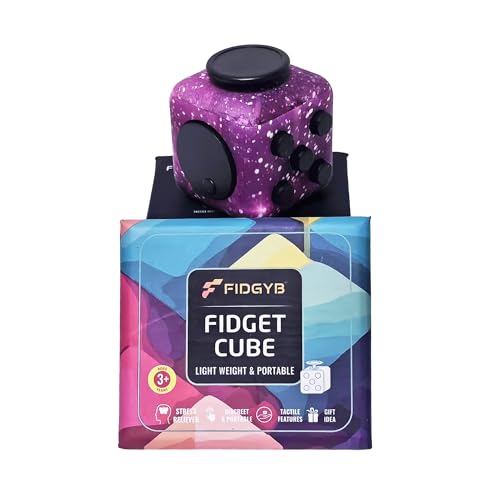 FIDGYB Cube Fidget Stress Relief Toy for Adults & Kids, Smooth, Quiet Sensory Toy for Anxiety, Focus & ADHD Idea[Starry]