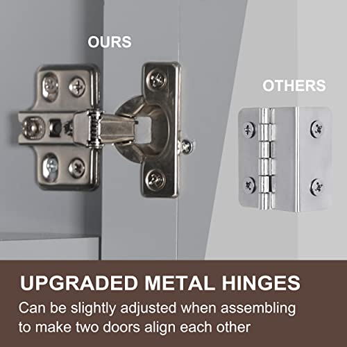 Mupater Oversized Bathroom Medicine Cabinet Wall Mounted Storage With Mirrors, Hanging Bathroom Wall Cabinet Organizer With Two Adjustable Shelves And Three Open Compartments, Grey #TOP4