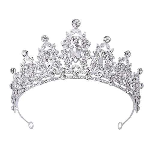 Diadème Femme Tiara Cristal Couronne Strass Couronne Princesse Fille Bandeau Adult Cheveux Accessoires Vintage Cadeau pour Concours Parties Festival fête Cosplay Halloween Noel