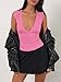 Skoinvb Womens Halter Deep V Neck Tank Tops Sleeveless Sexy Plunge Basic Summer Y2k Crop Top Pink