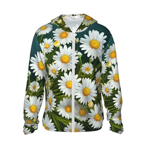 Men's Sun Protection Shirts Floral Flowers Daisies Long Sleeve Sun Shirt for Fishing Running Hiking Swim