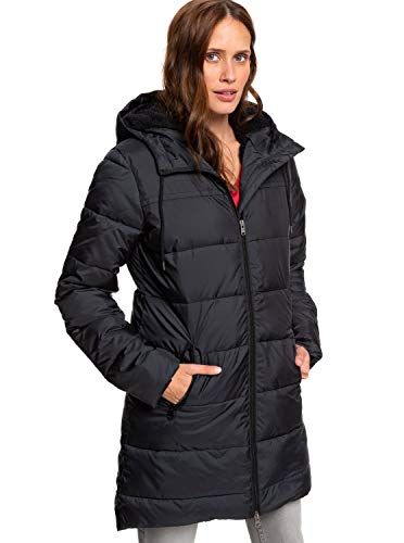 Roxy Southern Nights-Chaqueta Resistente Al Agua Acolchada con Capucha Y Corte Largo para Mujer, Anthracite, S