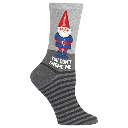Hot Sox Womens You Dont Gnome Me Crew Socks, Womens Shoe Size 4-10.5