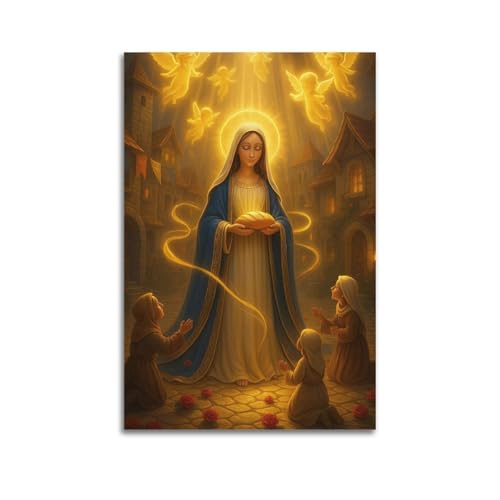 ZlXXYZ Posters sur toile pour décoration murale moderne de bureau familial, cadeau religieux, cadeau de la Vierge Marie, 60 x 90 cm, sans cadre