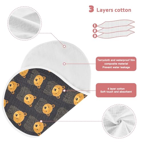 vvfelixl Baby Burp Cloths Bear Cute Design Face Baby Newborn Cotton Burping Cloths Set Babys Washcloths 4 Pack3