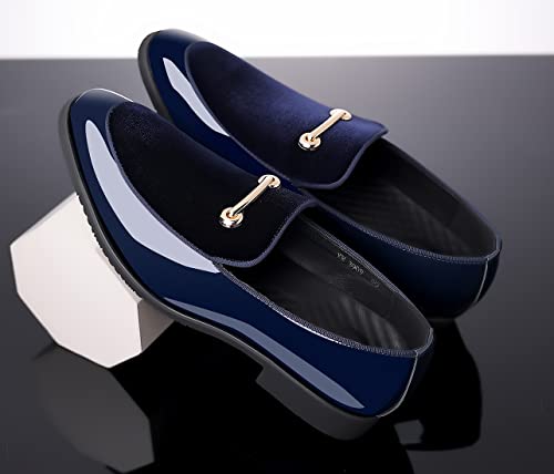 Santimon Mens Slip On Loafers Smoking Slipper Gold Buckle Moccasins Moccasins Casual Formal Business Wedding Shoes4