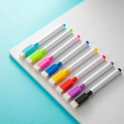 Image of Whiteboard Markers | 24 Pcs, 8 Colours | Fine Tip Dry Erase Marker Pen Set | Multi-Surface: Board, Glass & Ceramic | For School, Office & Home