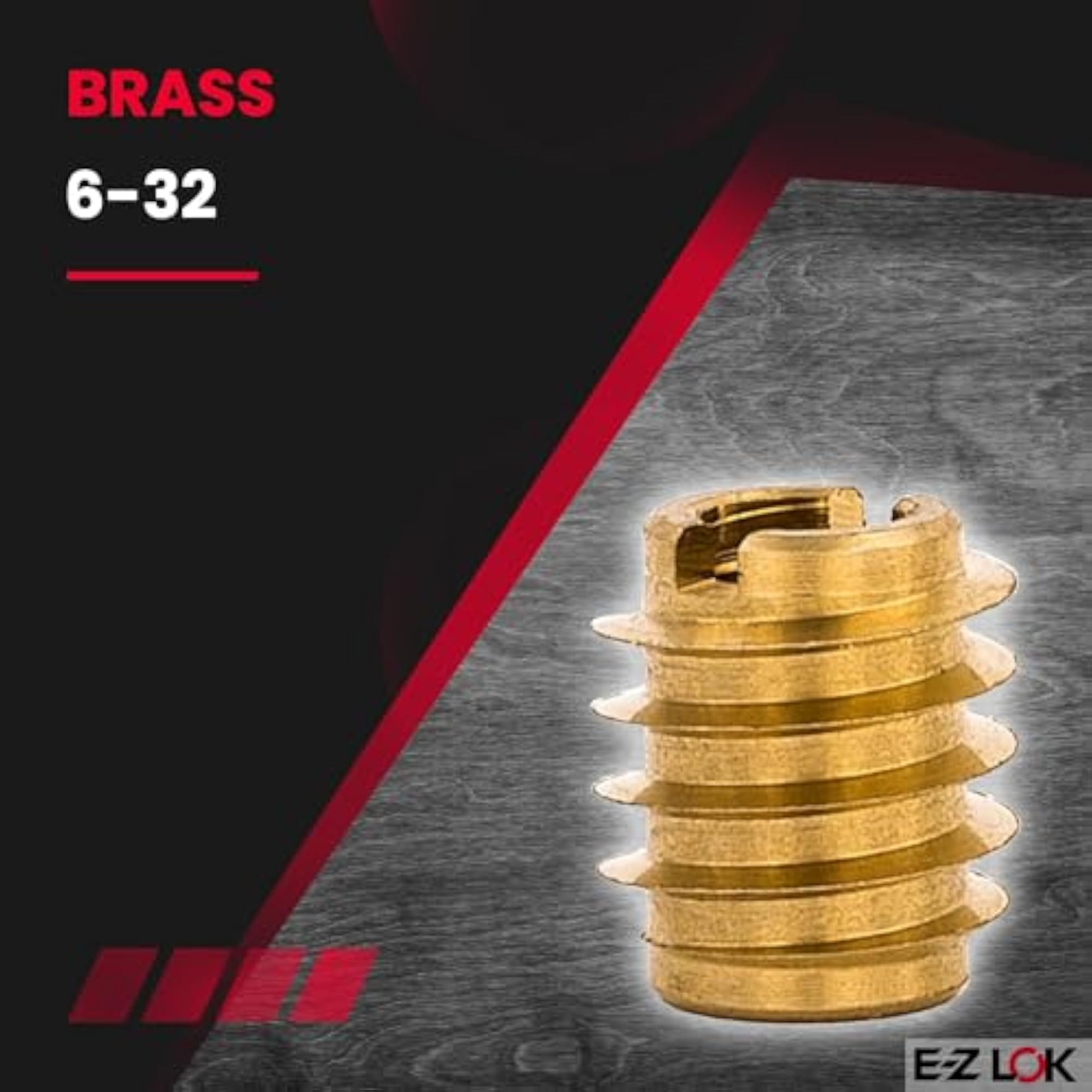 Knife Thread Insert for Hard Wood, 6-32, 0.375 in, 25 ct