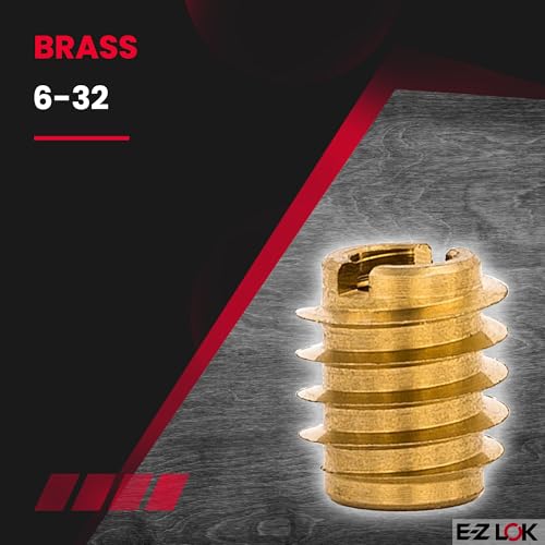 Image of E-Z LOK Knife Threaded Insert for Hard-Wood, Brass Thread Inserts 6-32 Internal Threads, 0.375 inch Length Pack of 25