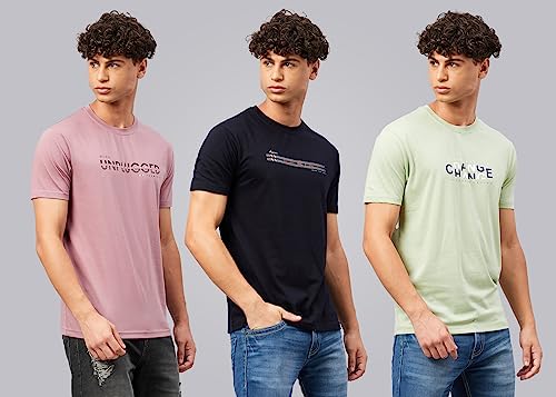 Image of Aspirer Mens Printed Round Neck T-Shirt Combo (Pack of 3)
