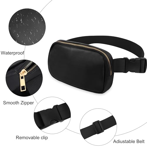 Image of VOROLO Fanny Pack For Women And Men Crossbody Bag Belt Bag PU Black