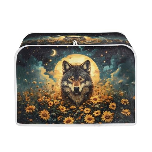 Xoenoiee Wolf Sunflower Moon Galaxy Print Toasters Cover 2 Slice Toasters Cover Bread Maker Cover Kitchen Small Appliance Cover Kitchen Accessories Toaster Oven Cover