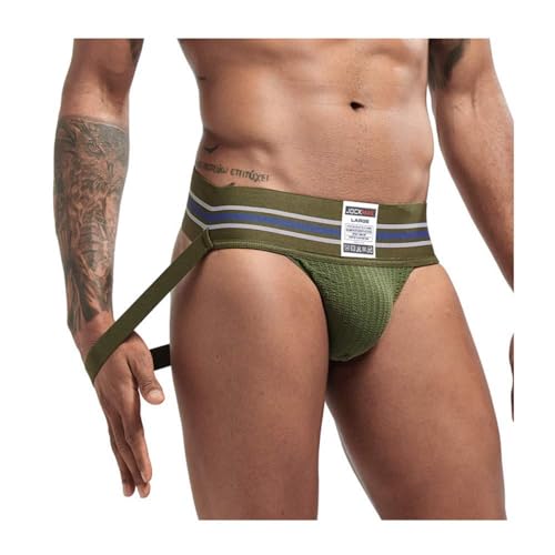 Calzoncillos para Hombre Sexy Suspensorio Atlético Tangas Gimnasio Atlético Ropa Interior Suspensorio Cinturón Ancho Sexy Slips 7 Colores (XL, Verde Oscuro)