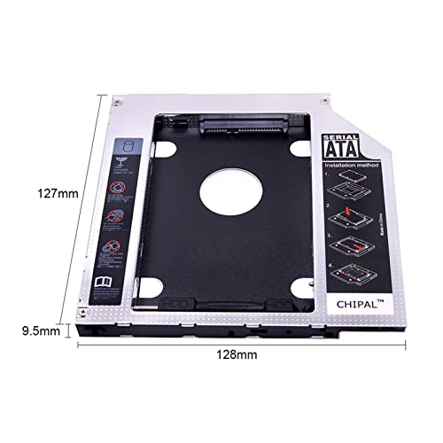 Caddy HDD de Aluminio 9.5mm SATA 3.0 para SSD 2.5" miniatura 2