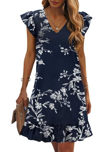 Image of JOCAFIYE Summer Dresses for Women 2026 Cute Cap Sleeve V-Neck Mini Dress