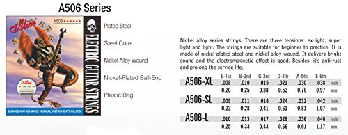 5 Packs Full Set Replacement Alice A506 Steel Core Plated Steel Nickel Alloy Wound 1St-6Th Electric Guitar Strings Extra Light (.008 .010 .015 .021 .030 .038) #TOP4