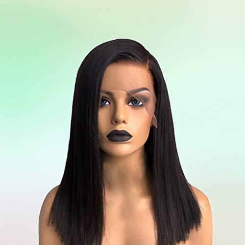 Peruca de cabelo liso longo da moda feminina, peruca de cabelo com renda frontal, aparência natural,