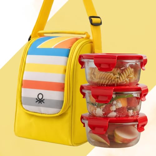 Image of United Colors of Benetton Lunch Bag Set 3 Glass Containers Insulated