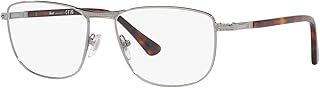 Persol PO1001V Square Prescription Eyewear Frames, Gunmetal/Demo Lens, 55 mm