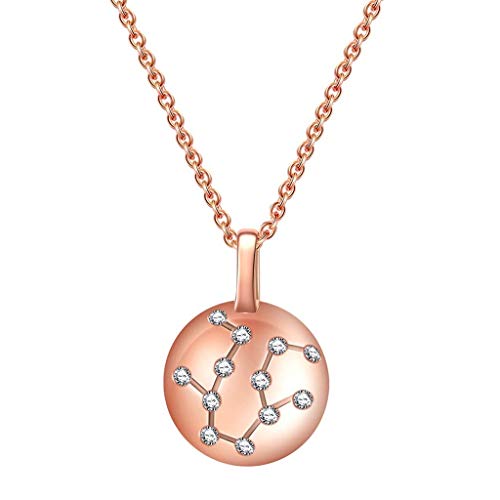 Collier horoscope en argent 925 et cristal rose de qualité