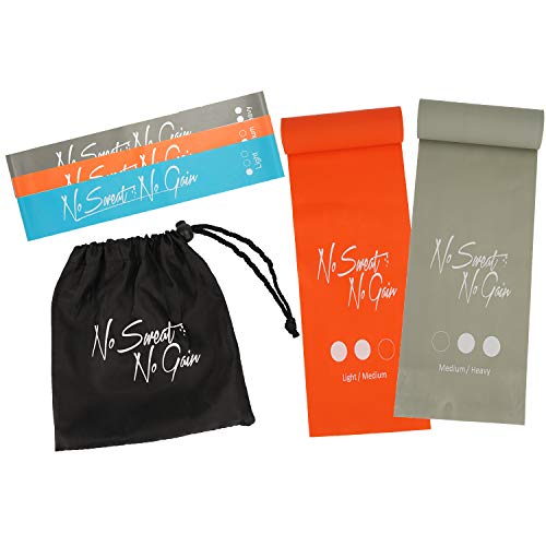 Resistance Bands Premium Set 3 pcs Booty & 2 pcs Thera Bands for Sports, Home Fitness, Stretching, Strength Training, Physical Therapy, Workout, Yoga Loop Mini Bands, Pilates Elastic Flex Flat Bands