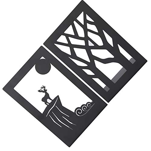 Generic Stark Metall Bokställ Hylla Organizer för Skolans Kontorsbord, 2 St Black Book Documents Divider Hantverkstillbehör (träd bokstöd + cliff deer bokstöd)