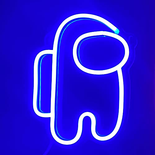 Among Us Blue Neon Light Neon Sign for Wall Decor USB Powered Light Up Suitable for Bedroom, Game Room, Club Decoration
