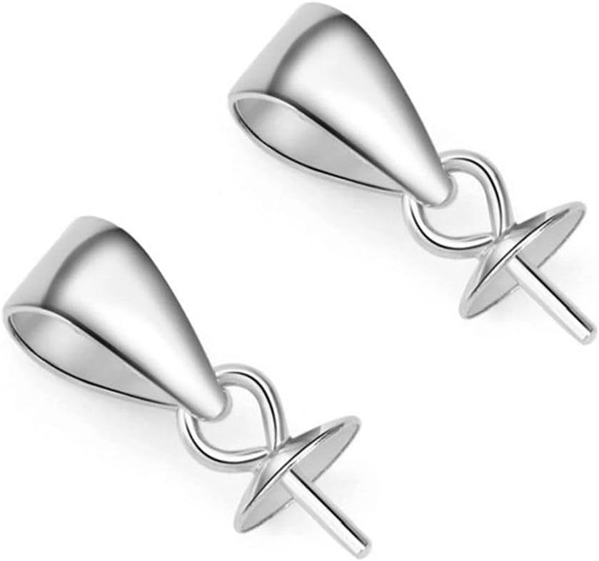 30pcs Adabele Authentic 925 Sterling Silver Pendant Clasp Eye Pin Peg Bail 5mm (0.2 Inch) Cup Glue-on Connector for DIY Craft Jewelry Making SS179-BB