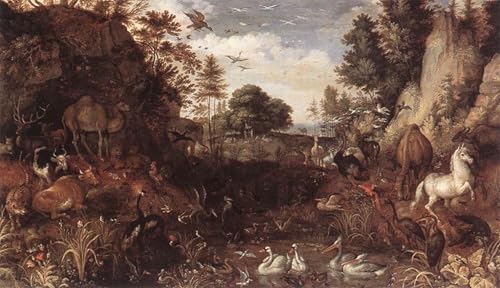Tableau impression toile Le Jardin d'Éden de Roelandt Savery pour salon | 60x90cm