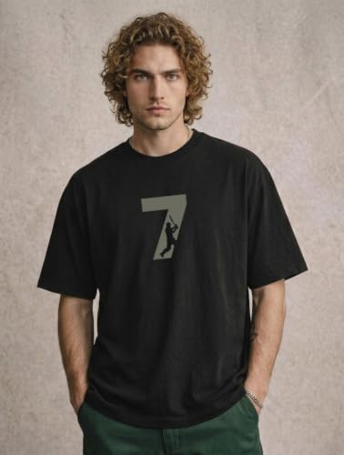Image of Mens Black Drop Shoulder Round Neck Half Sleeve Graphic Printed T-Shirt | MS Dhoni T Shirt for Men Wicket Keeping Captain Cool Fan Tshirt MSD