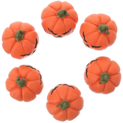 TOMETURE 6pcs Resin Miniature Pumpkins Aquarium Ornaments Halloween Pumpkin Decor Smooth Surface and Fine Details for Fish Tank Decoration
