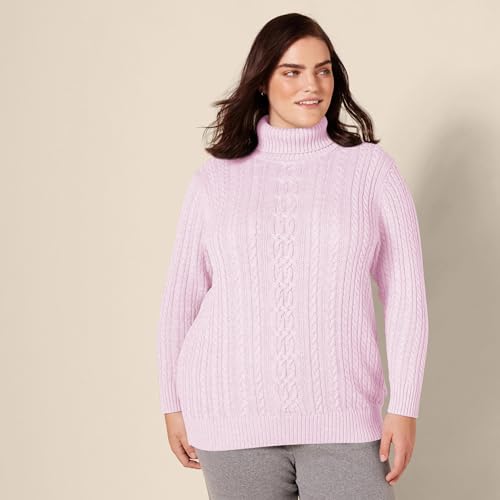 Image of Amazon Essentials Women's Long Sleeve Fisherman Cable Knit Turtleneck Sweater (Available in Plus Size)