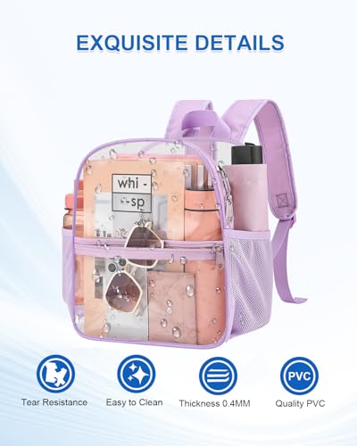 Image of Clear Backpack for Stadium Events, 12x12x6 Small Clear Plastic bag with Reinforced Straps for Game Security Festival Concert